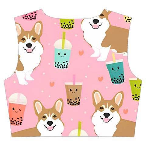 Corgi Bubble Boba Tea Pink Pattern Trumpet Sleeve Cropped Top from ArtsNow.com Back