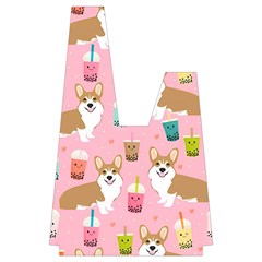 Corgi Bubble Boba Tea Pink Pattern Japanese Wrist Knot Bag from ArtsNow.com Front