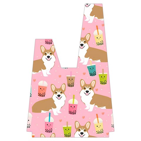 Corgi Bubble Boba Tea Pink Pattern Japanese Wrist Knot Bag from ArtsNow.com Back Inisde