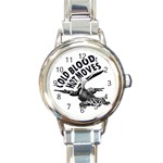 Lizard graphic illustration with sarcastic phase Round Italian Charm Watch