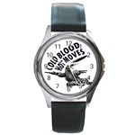 Lizard graphic illustration with sarcastic phase Round Metal Watch