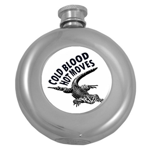 Lizard graphic illustration with sarcastic phase Round Hip Flask (5 oz) from ArtsNow.com Front