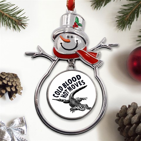 Lizard graphic illustration with sarcastic phase Metal Snowman Ornament from ArtsNow.com Front