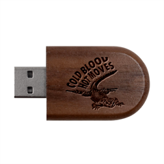 Lizard graphic illustration with sarcastic phase Wood Oval USB Flash Drive from ArtsNow.com USB