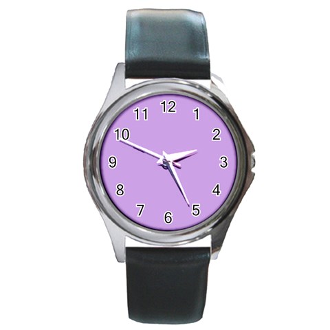 Luscious Lavender Hex #cca3e7 Round Metal Watch from ArtsNow.com Front