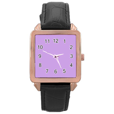 Luscious Lavender Hex #cca3e7 Rose Gold Leather Watch  from ArtsNow.com Front