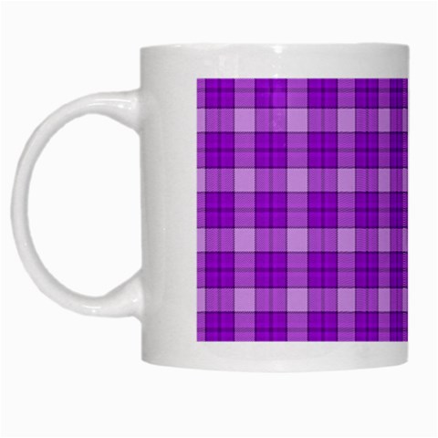 Purple Plaid Tartan 3 White Mug from ArtsNow.com Left