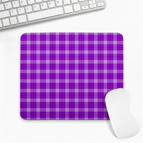 Purple Plaid Tartan 3 Large Mousepad from ArtsNow.com Front