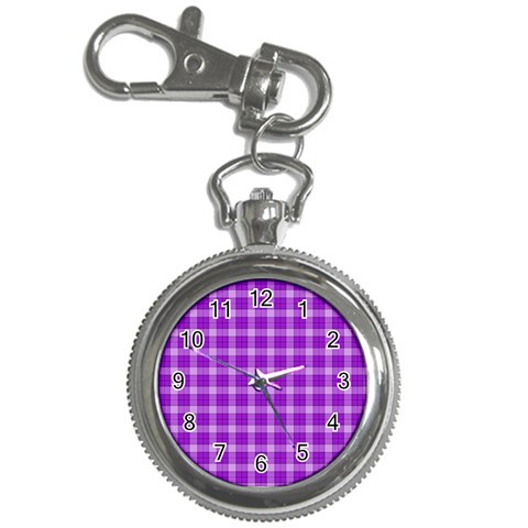 Purple Plaid Tartan 3 Key Chain Watches from ArtsNow.com Front