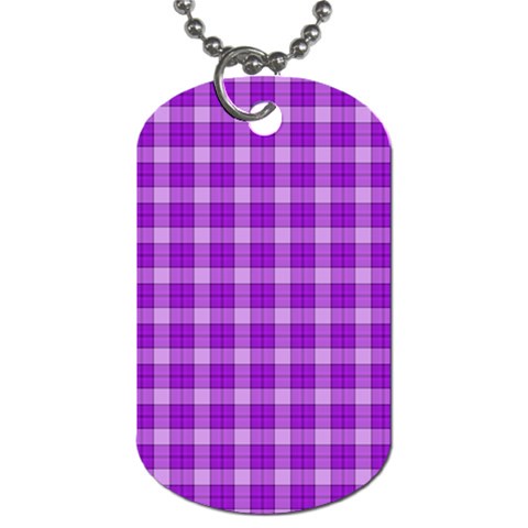 Purple Plaid Tartan 3 Dog Tag (Two Sides) from ArtsNow.com Front