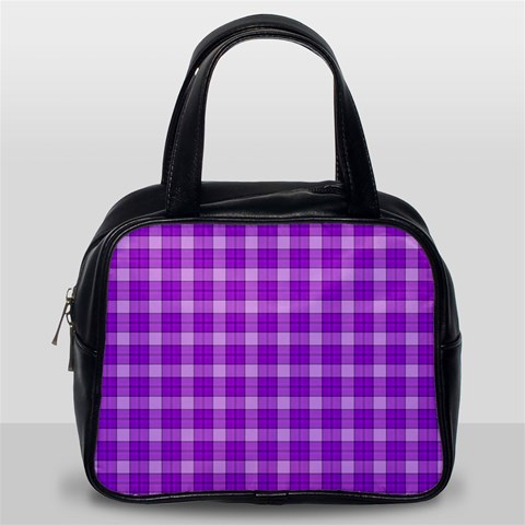 Purple Plaid Tartan 3 Classic Handbag (Two Sides) from ArtsNow.com Back