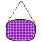 Purple Plaid Tartan 3 Chain Purse (One Side)