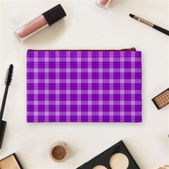 Purple Plaid Tartan 3 Cosmetic Bag (Medium) from ArtsNow.com Back