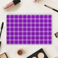 Purple Plaid Tartan 3 Cosmetic Bag (Large) from ArtsNow.com Front