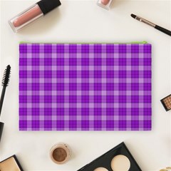 Purple Plaid Tartan 3 Cosmetic Bag (Large) from ArtsNow.com Back