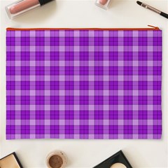 Purple Plaid Tartan 3 Cosmetic Bag (XXXL) from ArtsNow.com Back