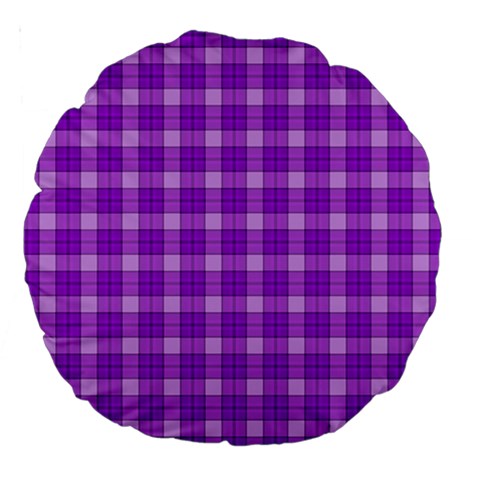 Purple Plaid Tartan 3 Large 18  Premium Round Cushions from ArtsNow.com Front