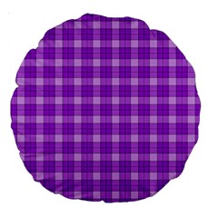 Purple Plaid Tartan 3 Large 18  Premium Round Cushions from ArtsNow.com Front