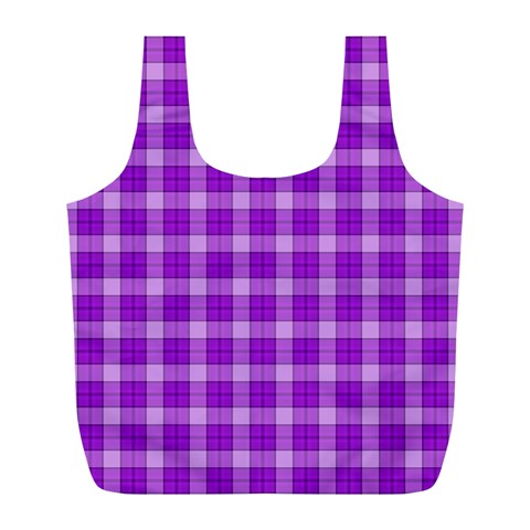 Purple Plaid Tartan 3 Full Print Recycle Bag (L) from ArtsNow.com Back