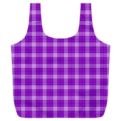 Purple Plaid Tartan 3 Full Print Recycle Bag (XL) from ArtsNow.com Front