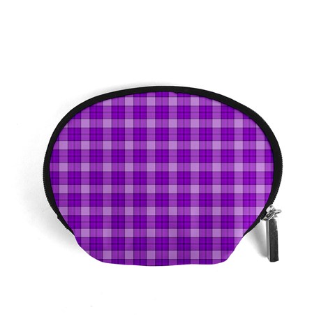 Purple Plaid Tartan 3 Accessory Pouch (Small) from ArtsNow.com Front