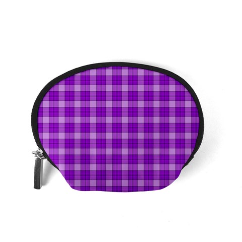 Purple Plaid Tartan 3 Accessory Pouch (Small) from ArtsNow.com Back