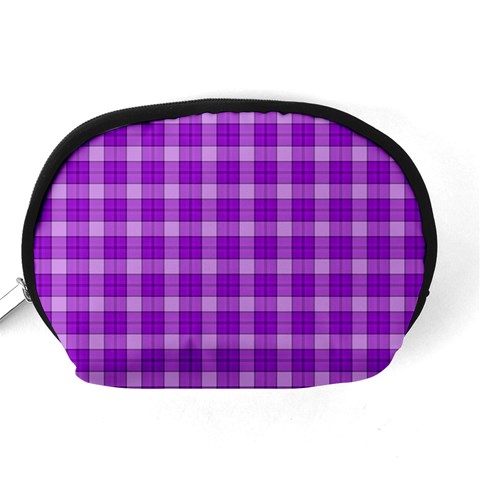 Purple Plaid Tartan 3 Accessory Pouch (Medium) from ArtsNow.com Back