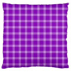 Purple Plaid Tartan 3 Large Premium Plush Fleece Cushion Case (Two Sides) from ArtsNow.com Front