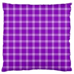 Purple Plaid Tartan 3 Large Premium Plush Fleece Cushion Case (Two Sides)