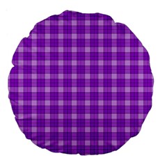 Purple Plaid Tartan 3 Large 18  Premium Flano Round Cushions from ArtsNow.com Front