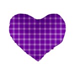 Purple Plaid Tartan 3 Standard 16  Premium Flano Heart Shape Cushions