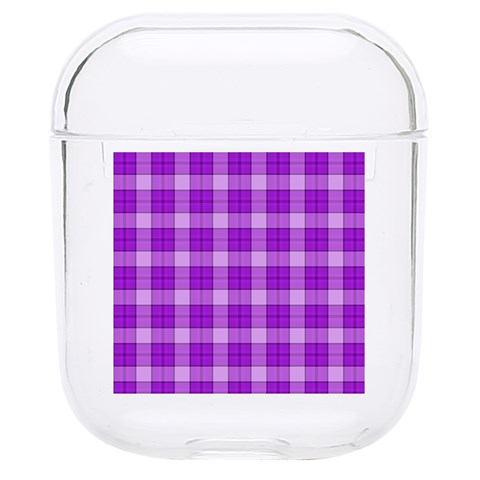 Purple Plaid Tartan 3 Hard PC AirPods 1/2 Case from ArtsNow.com Front