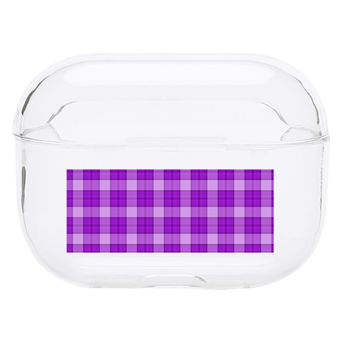 Purple Plaid Tartan 3 Hard PC AirPods Pro Case from ArtsNow.com Front