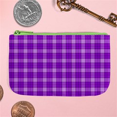 Purple Plaid Tartan 3 Large Coin Purse from ArtsNow.com Front