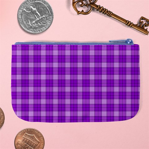 Purple Plaid Tartan 3 Large Coin Purse from ArtsNow.com Back