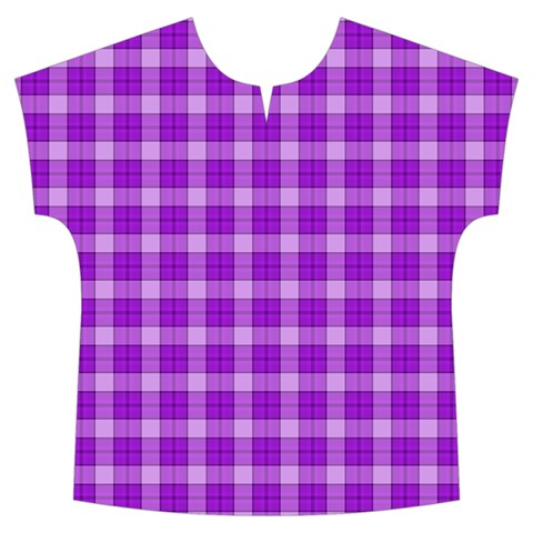 Purple Plaid Tartan 3 Short Sleeve Long Pants Satin Pajamas Set from ArtsNow.com Front