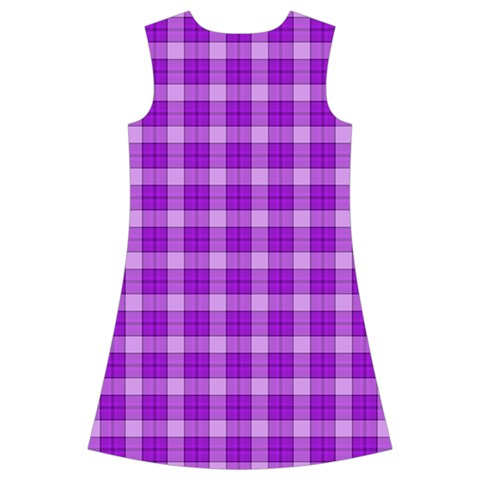 Purple Plaid Tartan 3 Kids  Short Sleeve Velvet Dress from ArtsNow.com Back