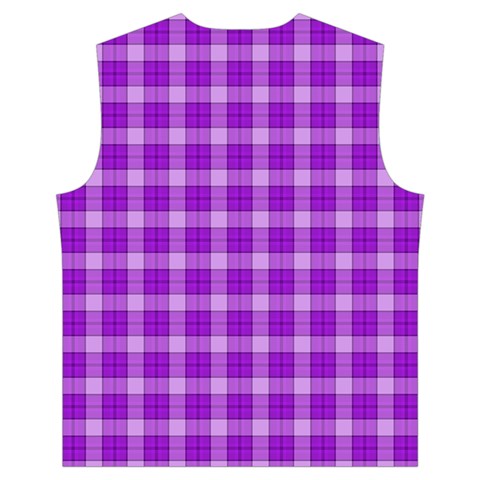 Purple Plaid Tartan 3 Men s High Neck Button Up Puffer Vest from ArtsNow.com Back