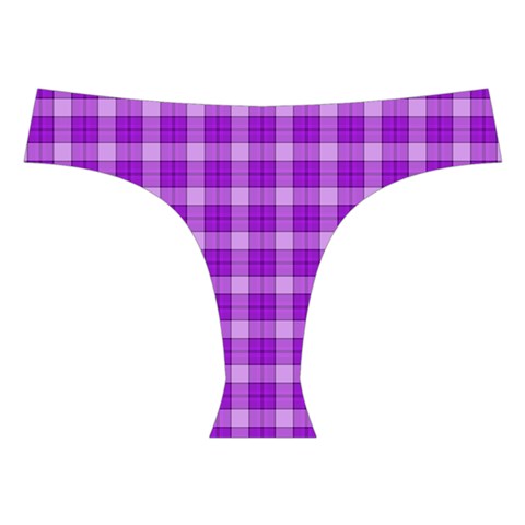 Purple Plaid Tartan 3 Cross Back Hipster Bikini Set from ArtsNow.com Front Under