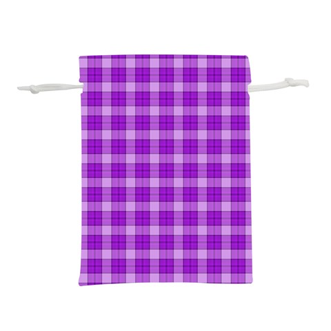 Purple Plaid Tartan 3 Lightweight Drawstring Pouch (S) from ArtsNow.com Back