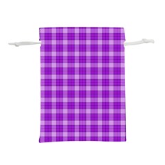 Purple Plaid Tartan 3 Lightweight Drawstring Pouch (L) from ArtsNow.com Front