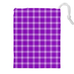 Purple Plaid Tartan 3 Drawstring Pouch (4XL) from ArtsNow.com Front