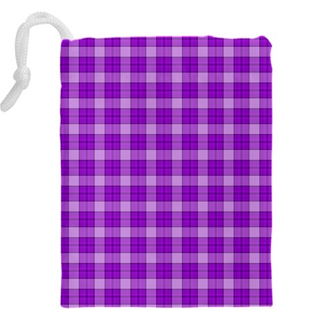 Purple Plaid Tartan 3 Drawstring Pouch (4XL) from ArtsNow.com Back