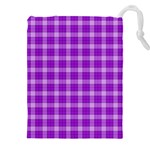 Purple Plaid Tartan 3 Drawstring Pouch (5XL)