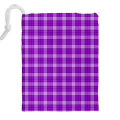 Purple Plaid Tartan 3 Drawstring Pouch (5XL) from ArtsNow.com Back