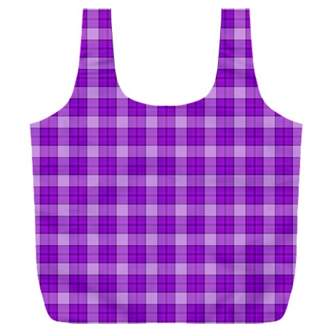 Purple Plaid Tartan 3 Full Print Recycle Bag (XXL) from ArtsNow.com Back