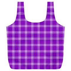 Purple Plaid Tartan 3 Full Print Recycle Bag (XXL) from ArtsNow.com Back