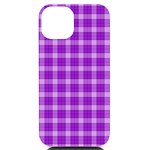 Purple Plaid Tartan 3 iPhone 14 Black UV Print PC Hardshell Case