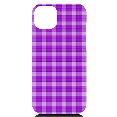 Purple Plaid Tartan 3 iPhone 14 Plus Black UV Print PC Hardshell Case from ArtsNow.com Front