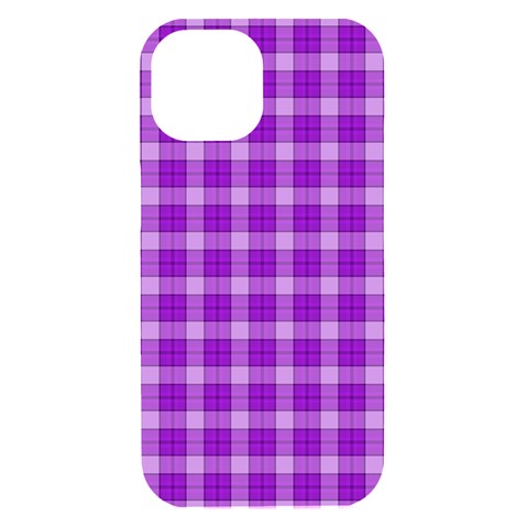 Purple Plaid Tartan 3 iPhone 15 Black UV Print PC Hardshell Case from ArtsNow.com Front